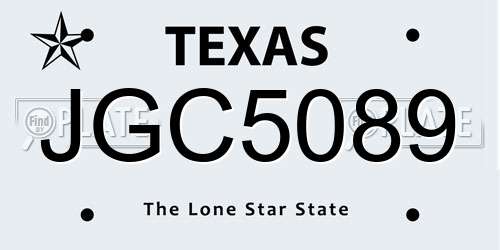 JGC5089 Texas License Plate
