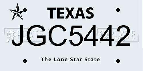 JGC5442 Texas License Plate