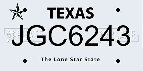 JGC6243 Texas License Plate