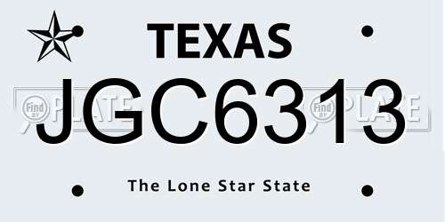 JGC6313 Texas License Plate