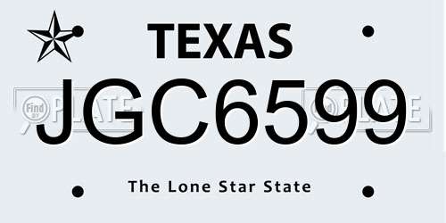JGC6599 Texas License Plate