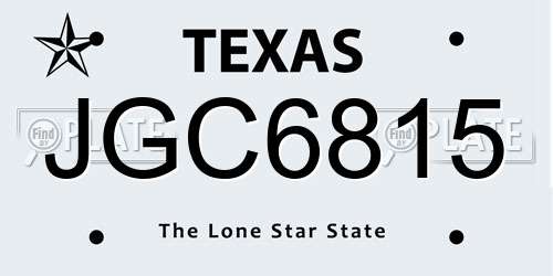 JGC6815 Texas License Plate