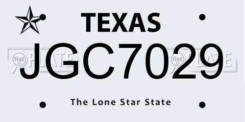 JGC7029 Texas License Plate