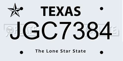 JGC7384 Texas License Plate