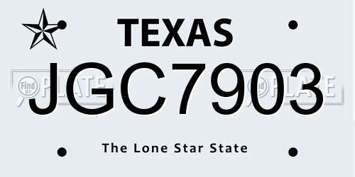 JGC7903 Texas License Plate