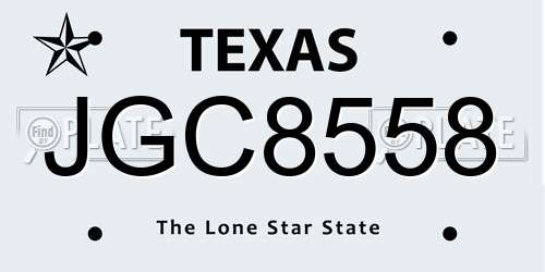 JGC8558 Texas License Plate