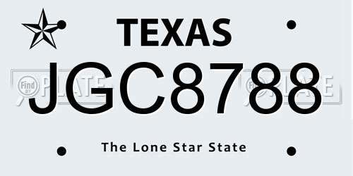 JGC8788 Texas License Plate