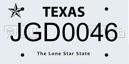JGD0046 Texas License Plate