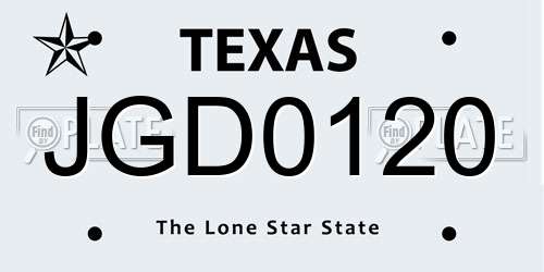 JGD0120 Texas License Plate