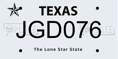 JGD076 Texas License Plate