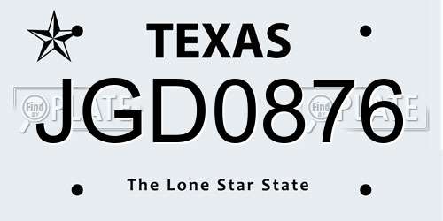 JGD0876 Texas License Plate