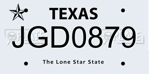 JGD0879 Texas License Plate