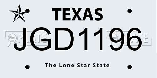JGD1196 Texas License Plate