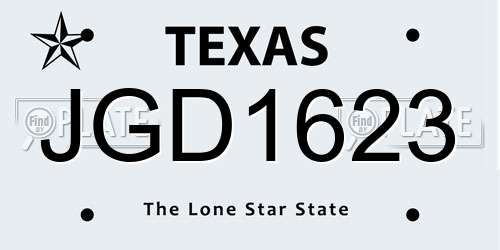 JGD1623 Texas License Plate