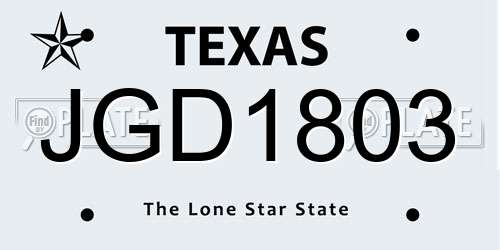 JGD1803 Texas License Plate