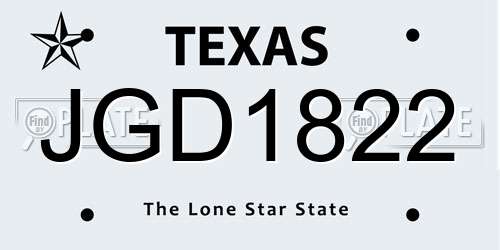 JGD1822 Texas License Plate