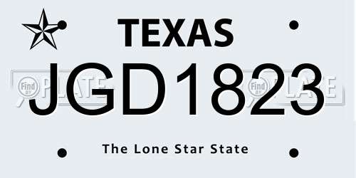 JGD1823 Texas License Plate