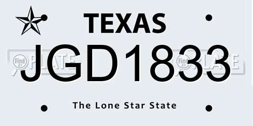 JGD1833 Texas License Plate