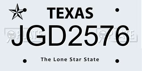 JGD2576 Texas License Plate