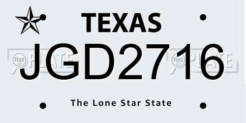 JGD2716 Texas License Plate