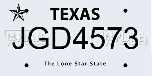 JGD4573 Texas License Plate