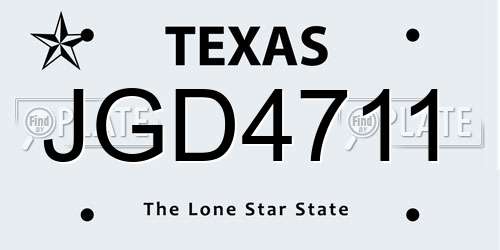 JGD4711 Texas License Plate