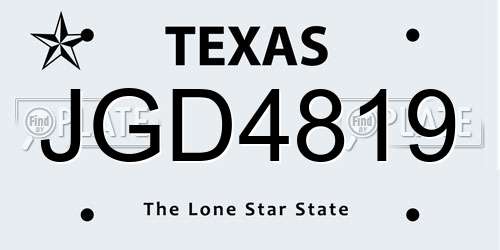 JGD4819 Texas License Plate