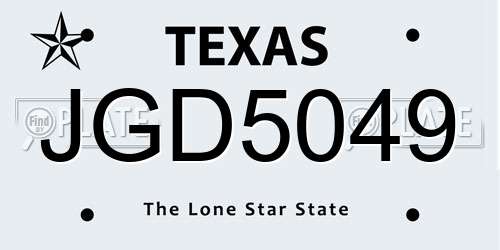 JGD5049 Texas License Plate