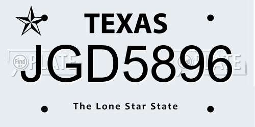 JGD5896 Texas License Plate