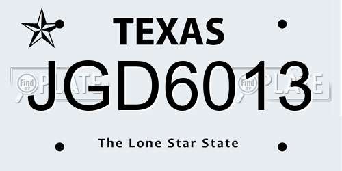 JGD6013 Texas License Plate