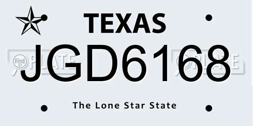 JGD6168 Texas License Plate