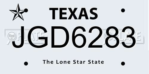 JGD6283 Texas License Plate