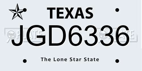 JGD6336 Texas License Plate