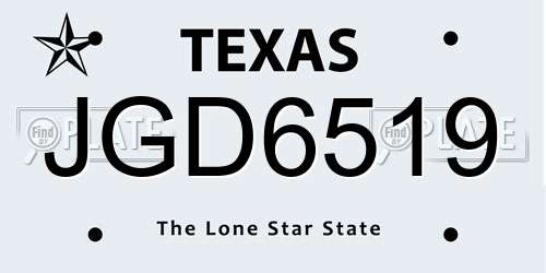 JGD6519 Texas License Plate