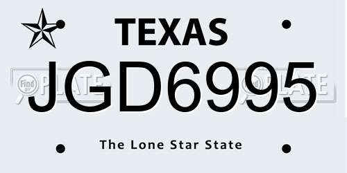 JGD6995 Texas License Plate