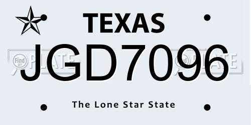 JGD7096 Texas License Plate