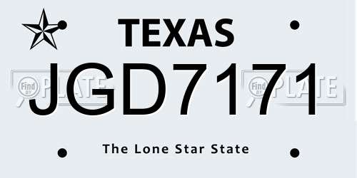 JGD7171 Texas License Plate