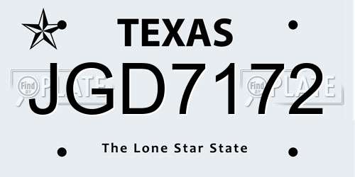 JGD7172 Texas License Plate