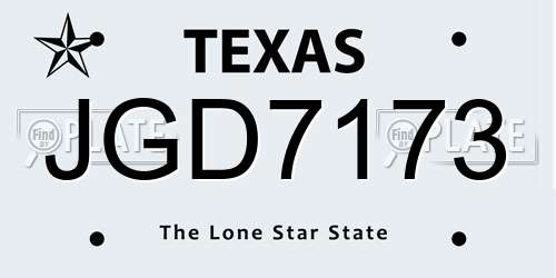 JGD7173 Texas License Plate