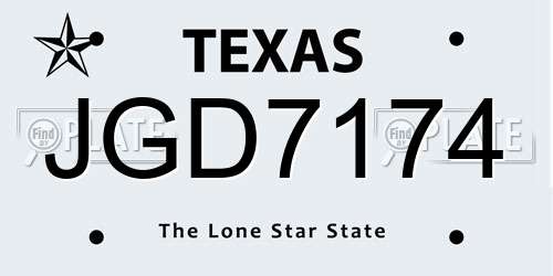 JGD7174 Texas License Plate