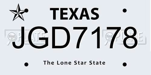 JGD7178 Texas License Plate