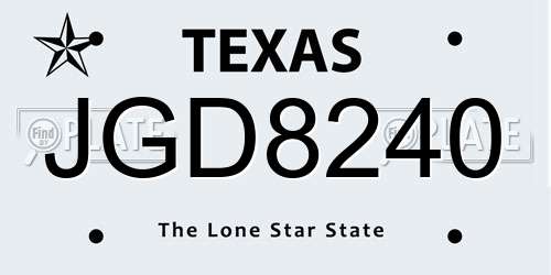 JGD8240 Texas License Plate