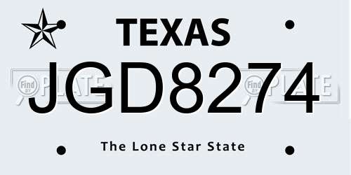 JGD8274 Texas License Plate