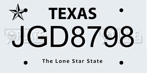 JGD8798 Texas License Plate