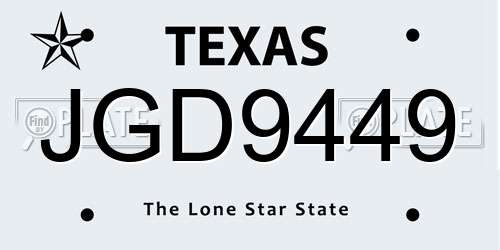 JGD9449 Texas License Plate