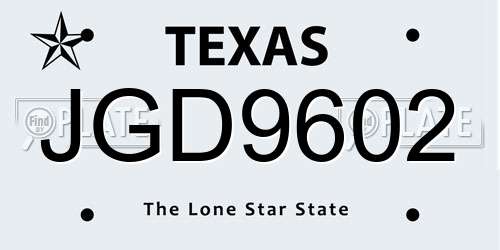 JGD9602 Texas License Plate