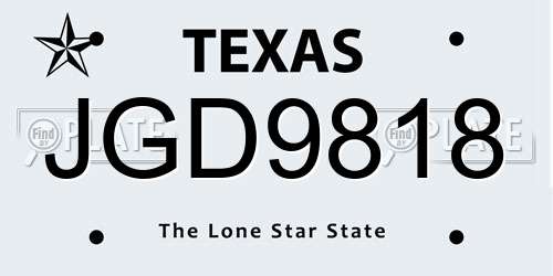 JGD9818 Texas License Plate