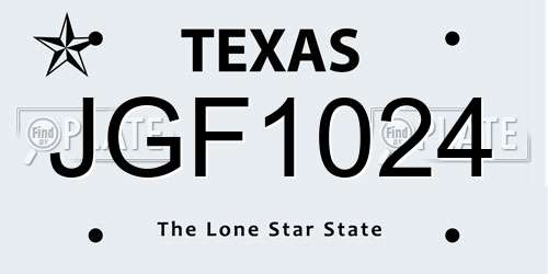 JGF1024 Texas License Plate