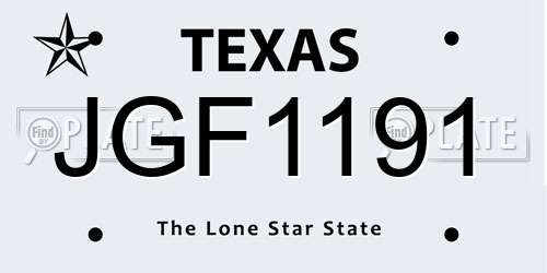 JGF1191 Texas License Plate