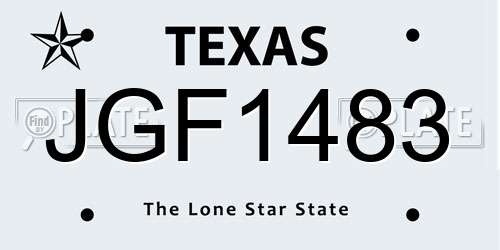 JGF1483 Texas License Plate